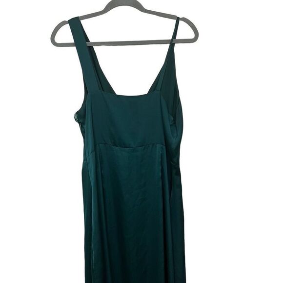 ZARA Green Asymmetric Midi Lace Slit Dress Size Large - Picture 6 of 6